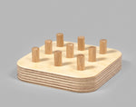 Montessori tray with pins for elastics